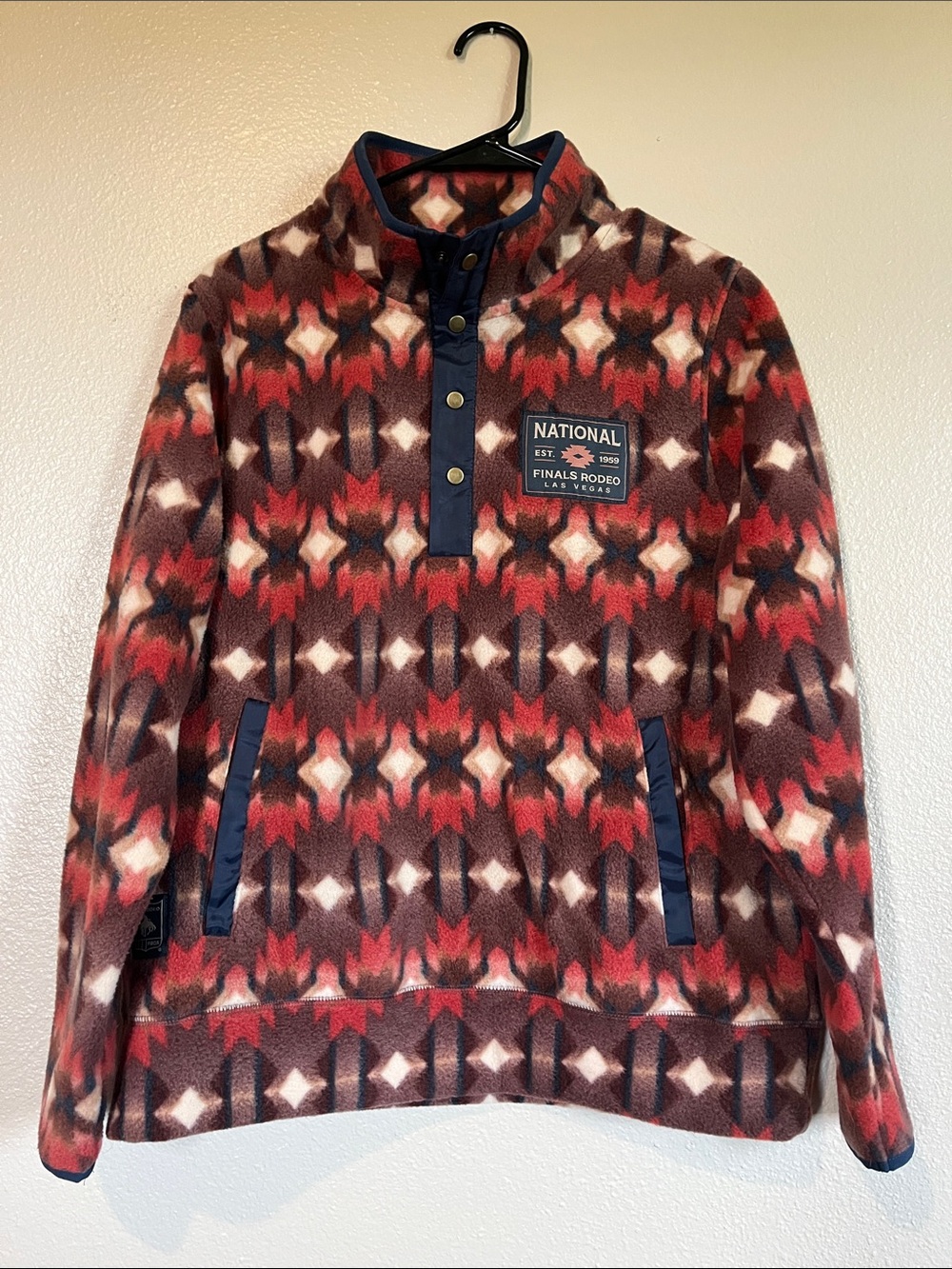 NFR Red Patterned Fleece Pullover